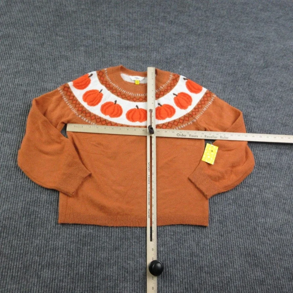 Rumi + Ryder Sweater Kids L 12-14 Orange Fair Isle Pumpkin Yoke Pullover NWT